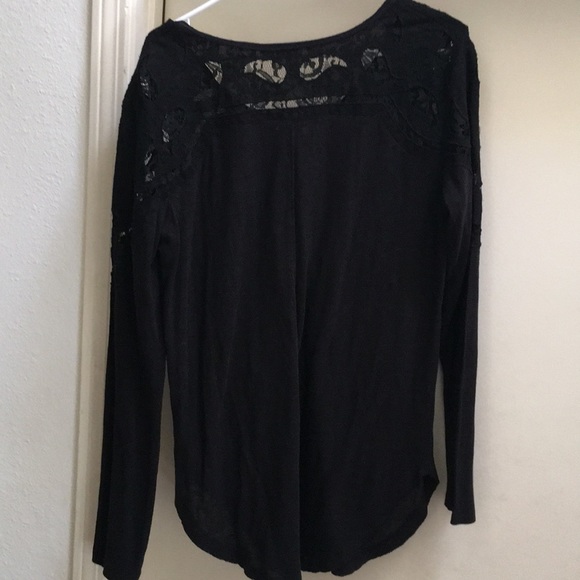 Free People Black Lace Tie Up Top Shirt Blouse L - Picture 3 of 4